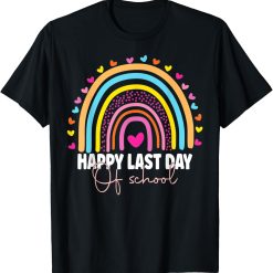 Happy Last Day Of School Teacher Student Graduation Rainbow T-Shirt