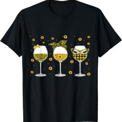 Drinking Wine Sunflower Mother's Day Glass Of Wine Mom Gifts T-Shirt