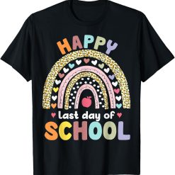 Happy Last Day of School Rainbow Leopard Teacher Student T-Shirt