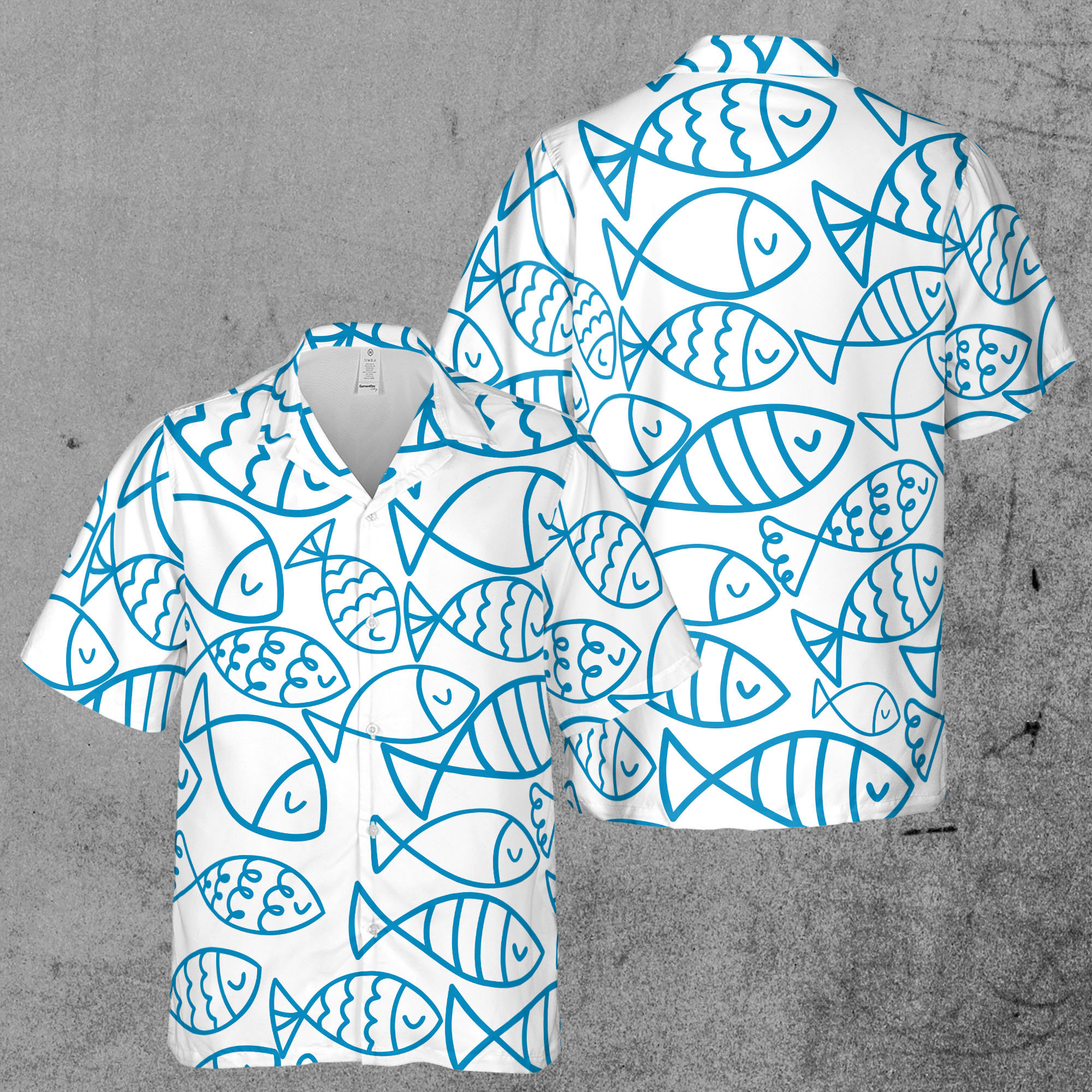 Cute Blue Fish Art Hawaiian Shirt