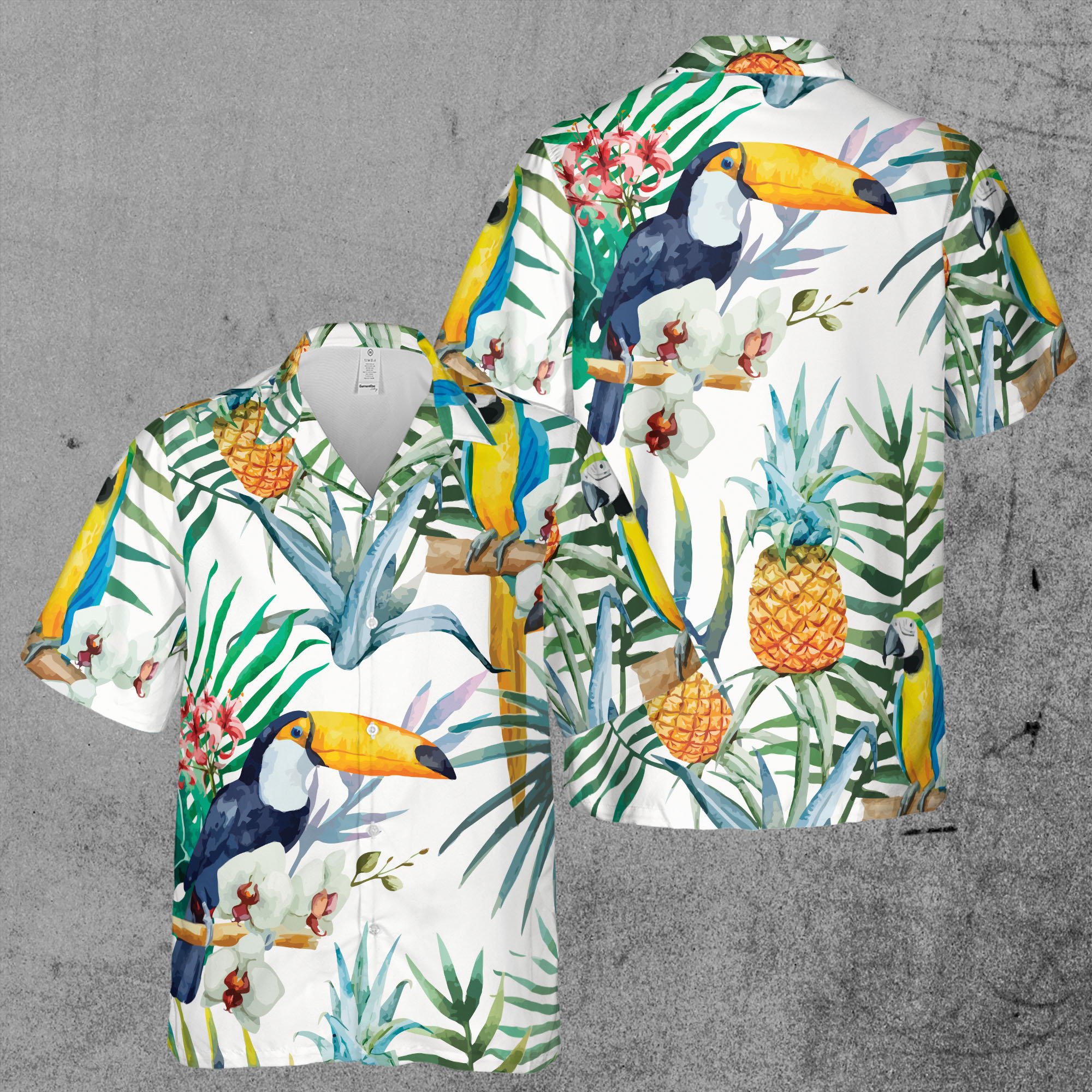 Funny Aloha Parrot Bird Tropical Forest Hawaiian Shirt