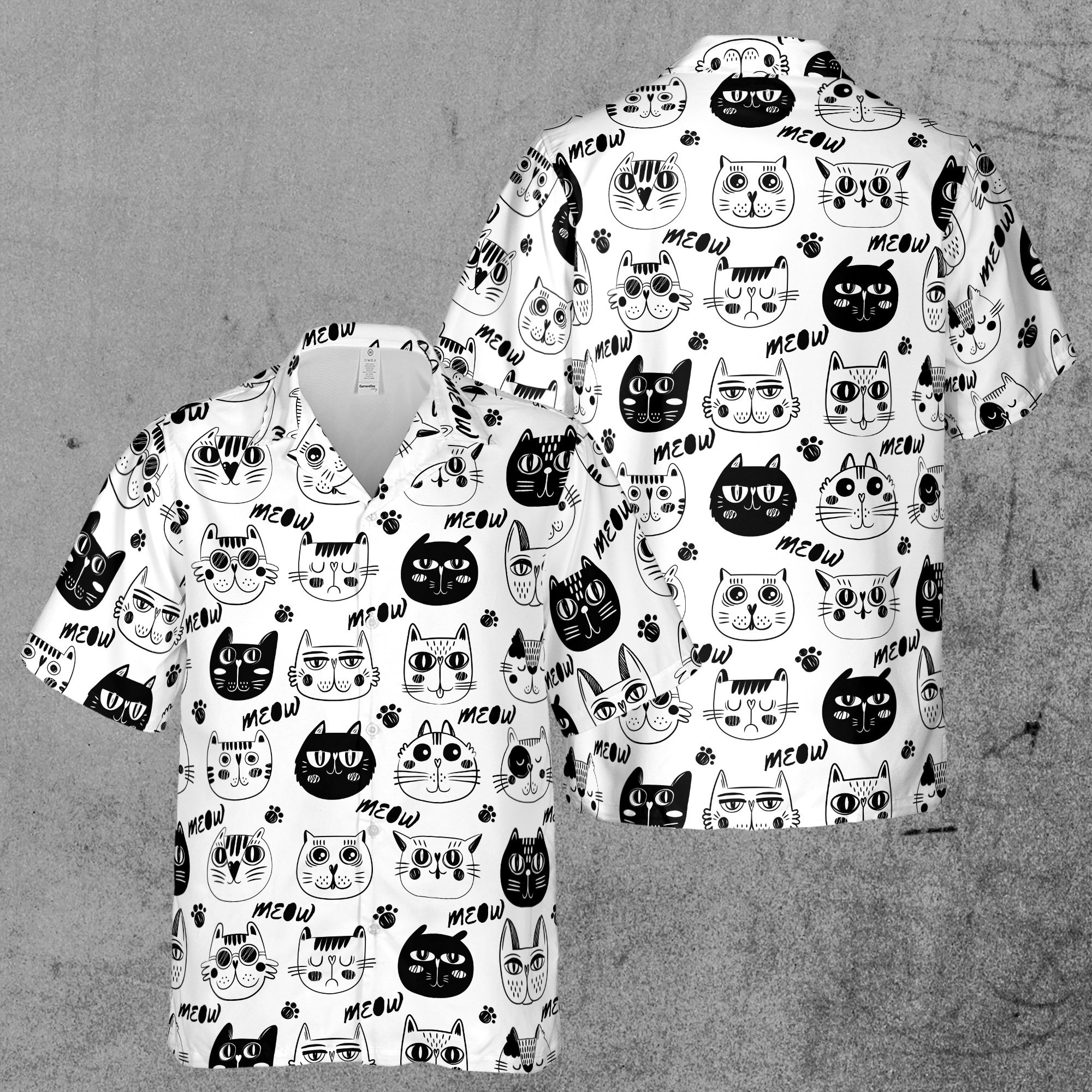 Funny Cool Cute Cat Meow Hawaiian Shirt