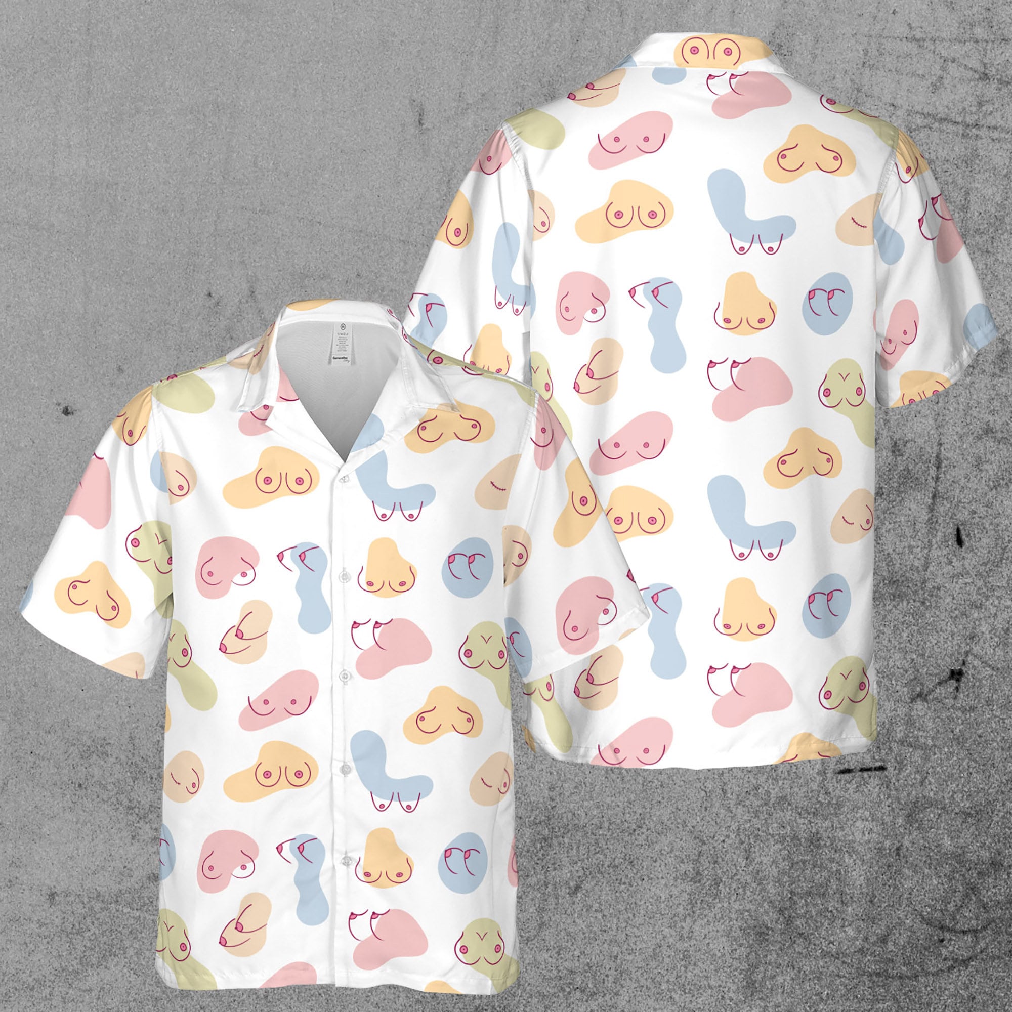 Funny Ladies Chest Pastel Hawaiian Shirt