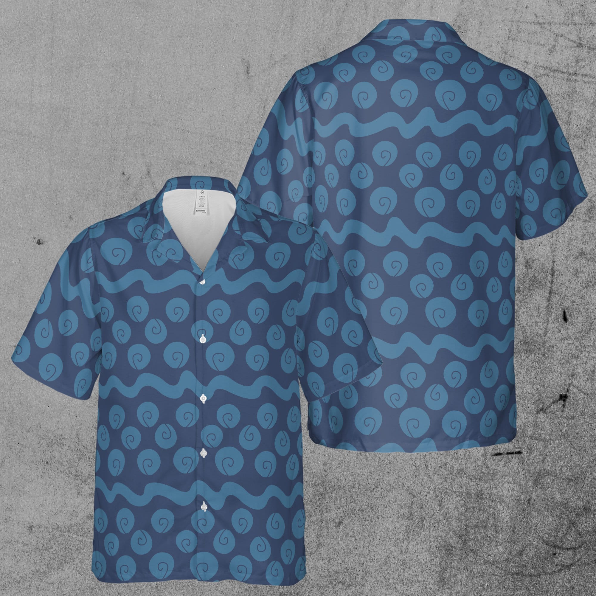 Legendary Swordsman Shirt In Shark Park Sea Wave Dark Blue Hawaiian Shirt