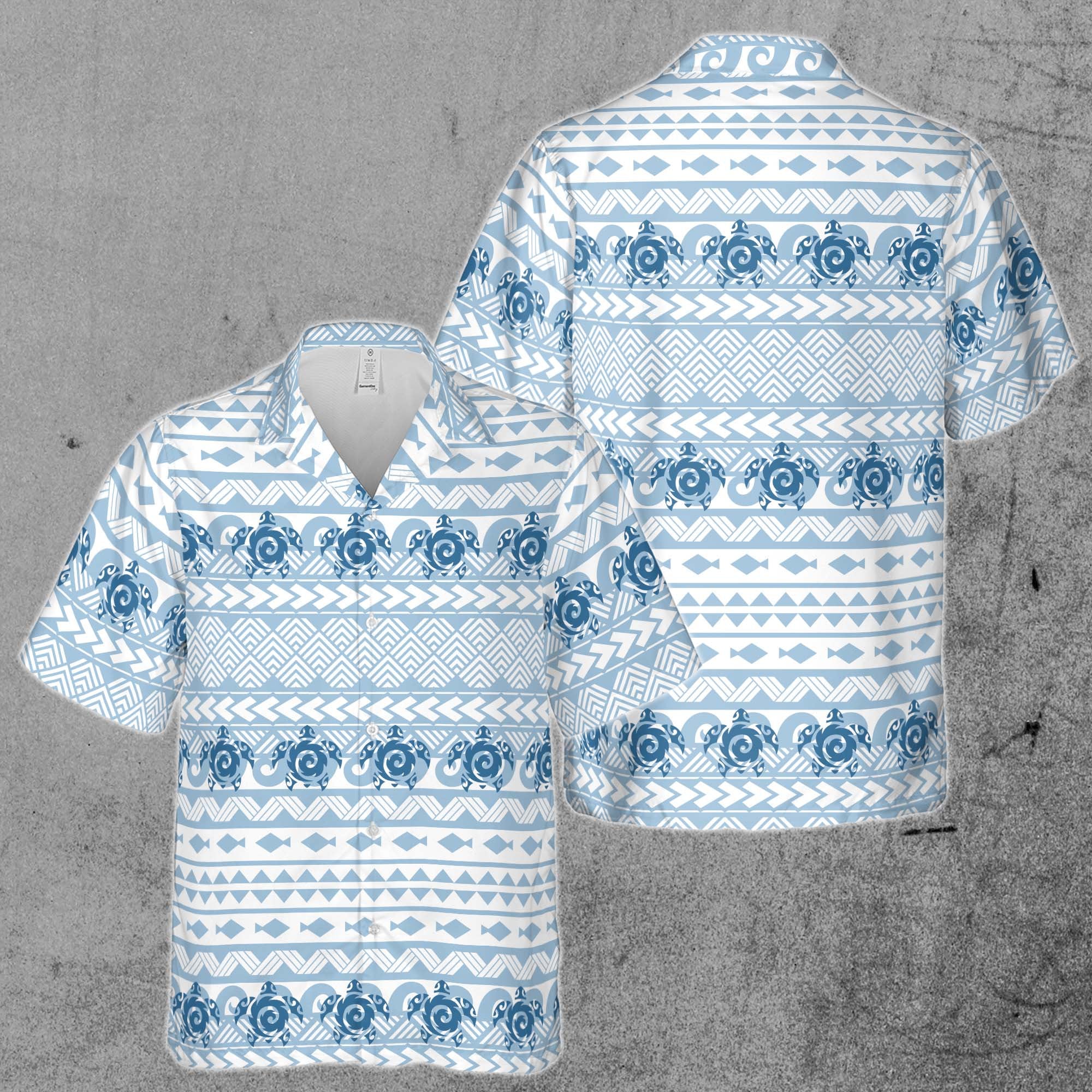 Sea Turtle Tattoo Pattern, Tribal Polynesian Hawaiian Shirt
